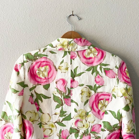 Ann Taylor LOFT petite light yellow floral linen - Picture 5 of 8